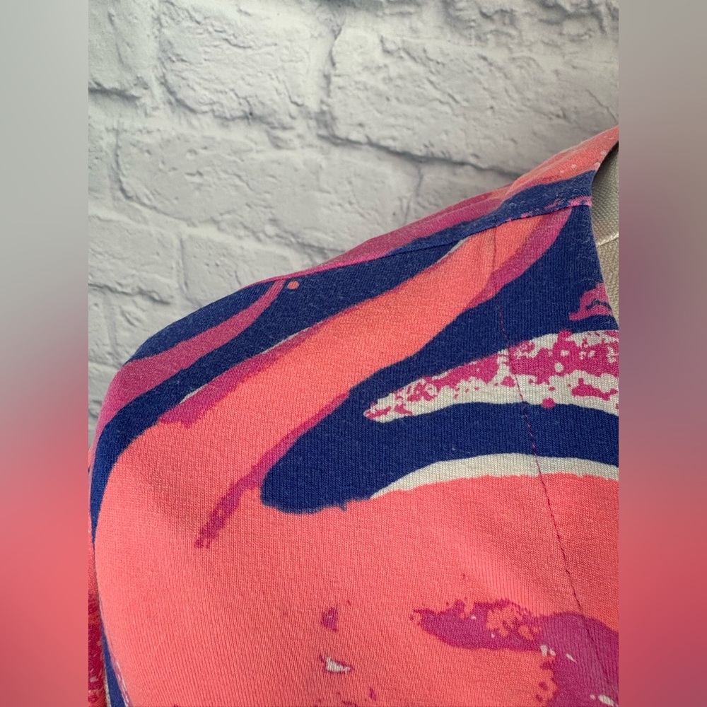 Lilly Pulitzer Pink, Coral & Blue Abstract Print Wrap Dress - Picture 5 of 8